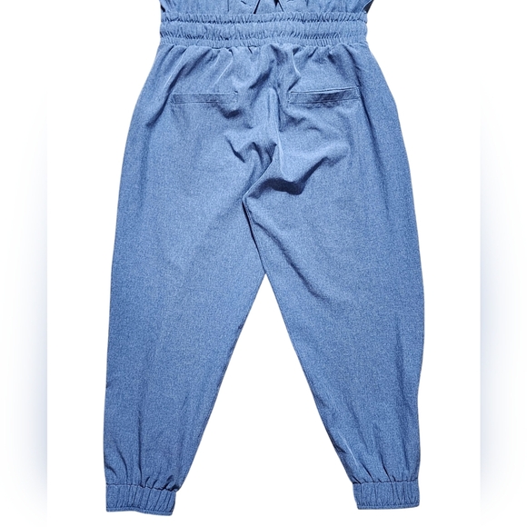 Albion Fit Classic Overall Jumpsuit Womens Small/petite Heathered Blue - Picture 6 of 10